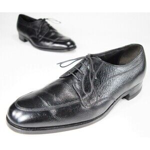 Vintage Florsheim Men's Size 10.5C Black Oxfords Full Grain Leather 70's RARE
